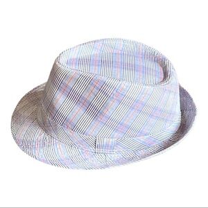 Magid Plaid Fedora Hat Orange Blue White Gray